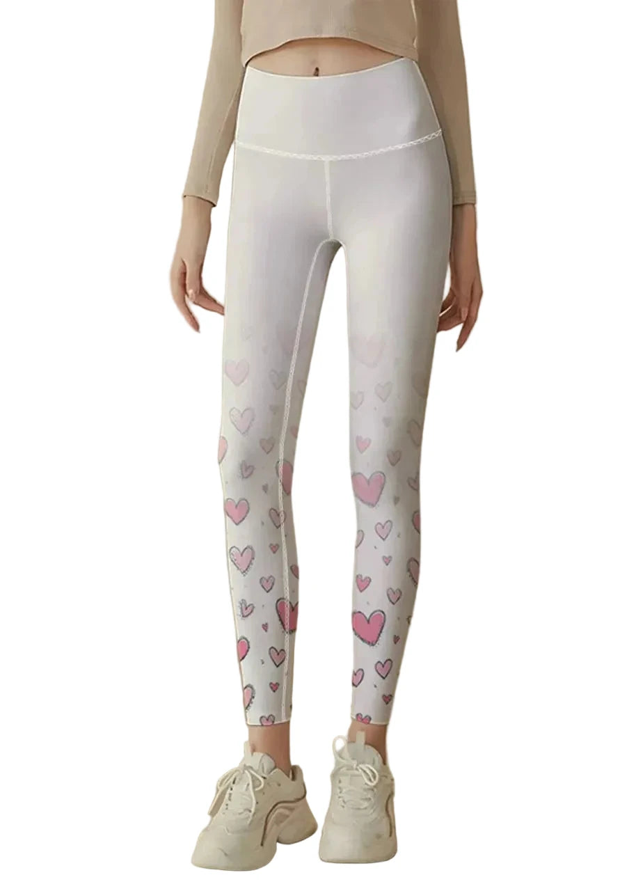 Dames Capri Legging Hartjesprint Hoge Taille 0