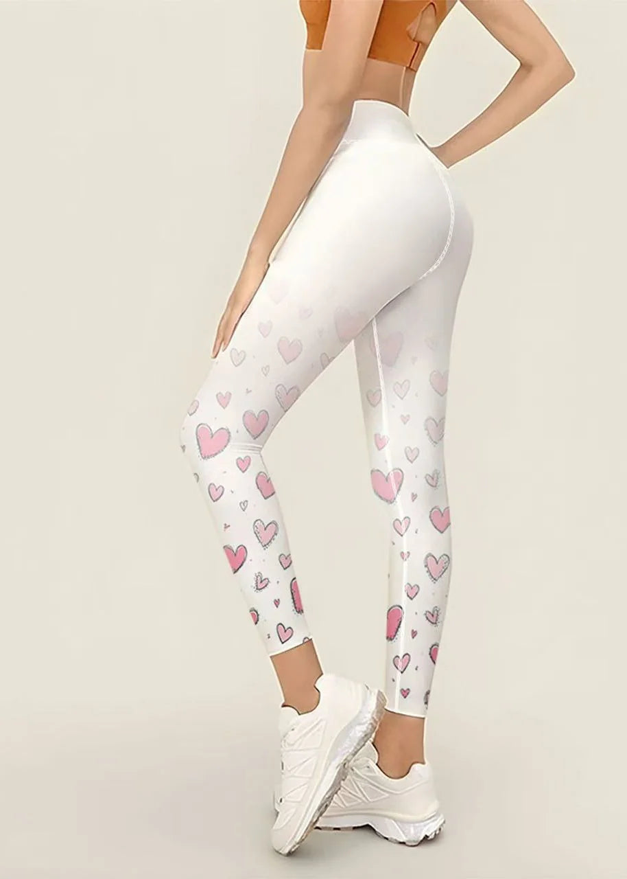 Dames Capri Legging Hartjesprint Hoge Taille 1
