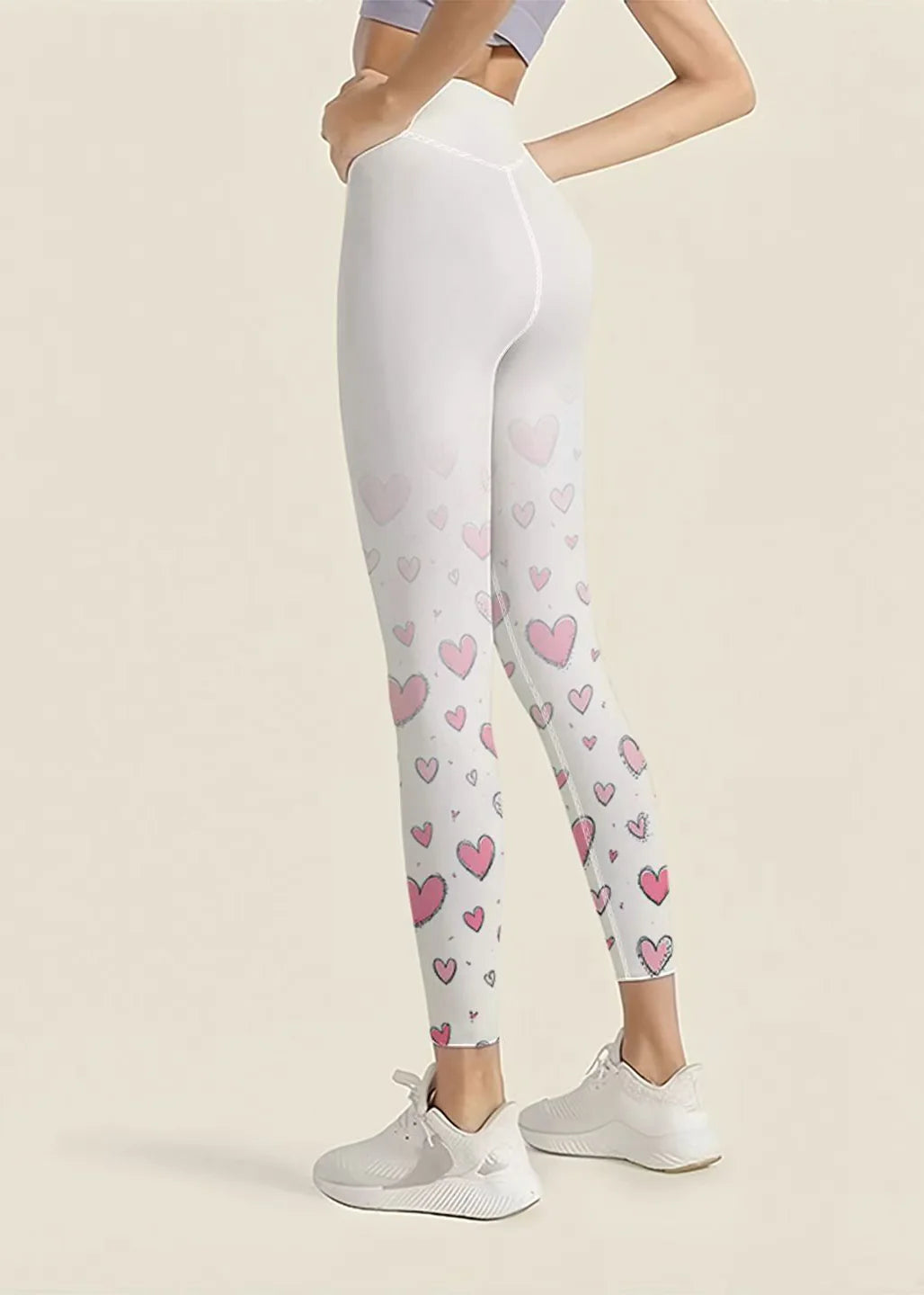Dames Capri Legging Hartjesprint Hoge Taille 3