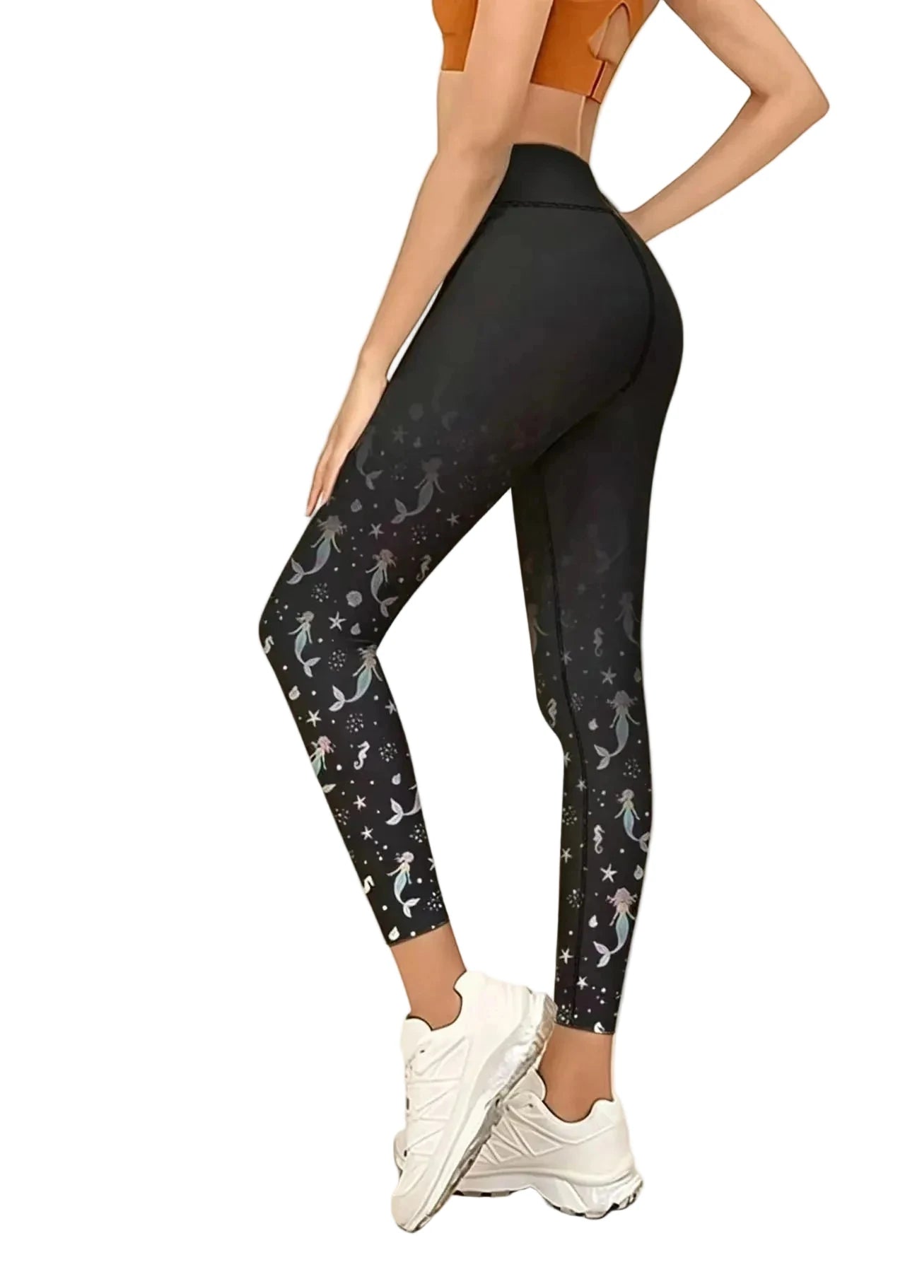 Dames Capri Legging Met Zeemeerminprint En Hoge Taille 0
