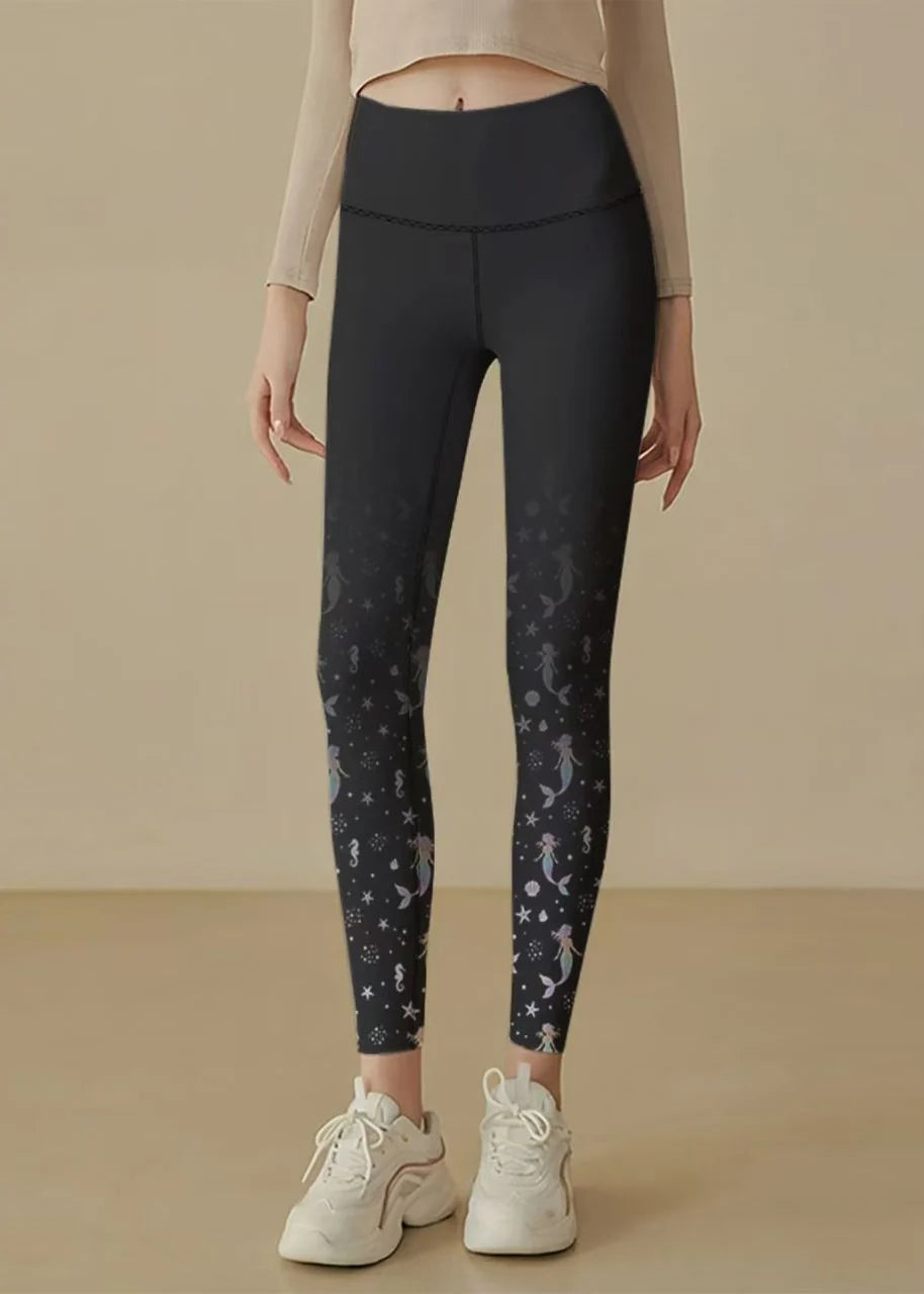 Dames Capri Legging Met Zeemeerminprint En Hoge Taille 1