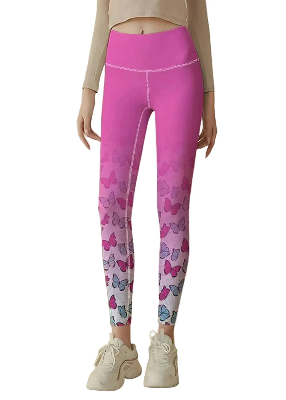 Dames Capri Legging Vlinderprint Hoge Taille Sportief 0
