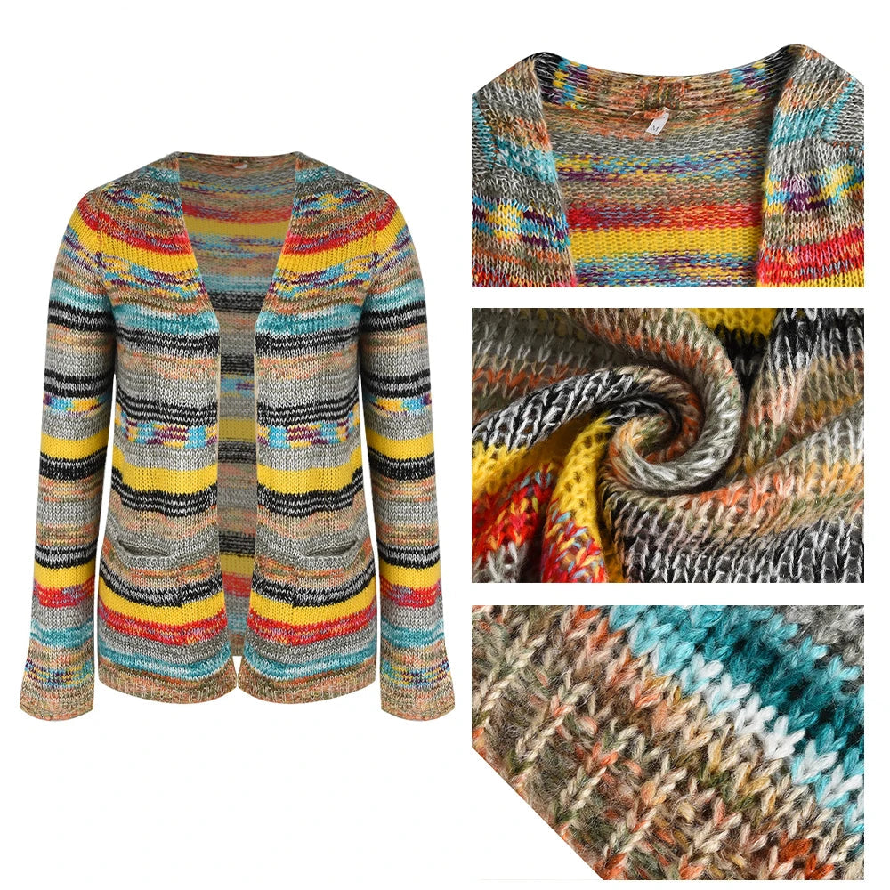 Dames Cardigan Gebreid Casual Losse Jas voor Herfst en Winter 4