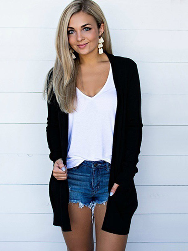 Dames Cardigan Lange Mouwen Gebreid Polyester Spandex 1