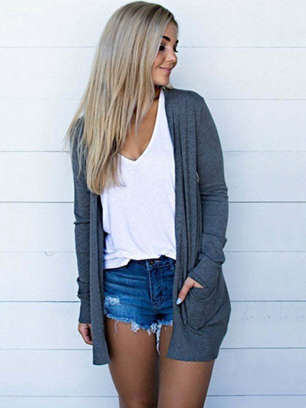 Dames Cardigan Lange Mouwen Gebreid Polyester Spandex 4