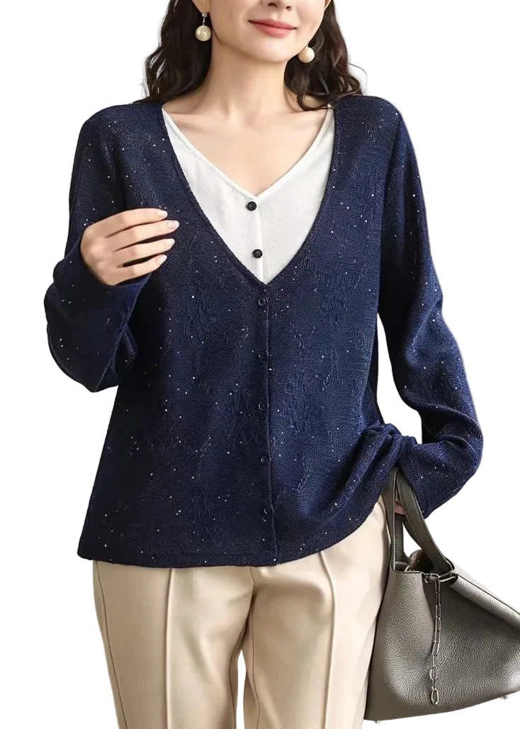 Dames Cardigan V-hals Tweedelig Casual Design 0