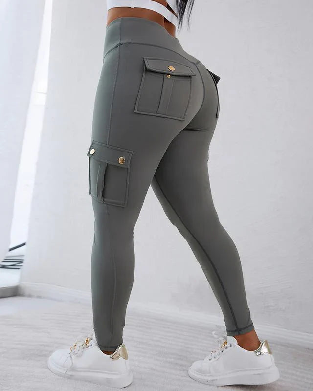 Dames Cargo Broek Hoge Taille Casual Slim Fit 4
