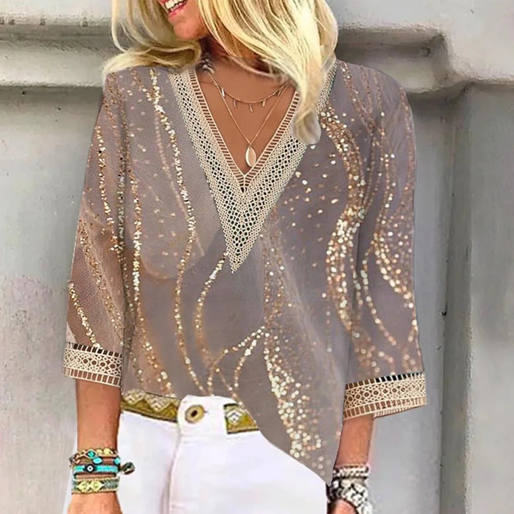 Dames Casual Blouse V-hals 2