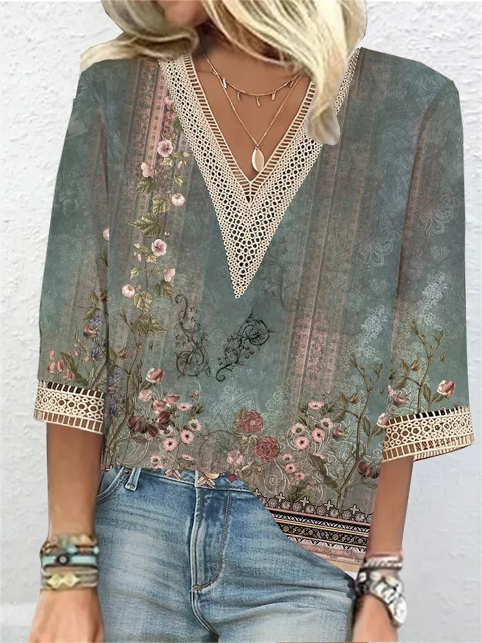 Dames Casual Blouse V-hals 3