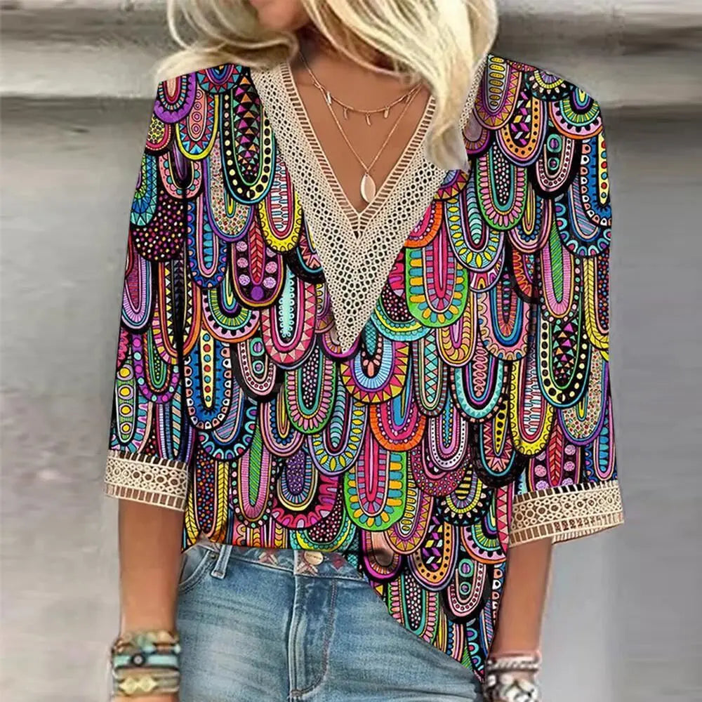 Dames Casual Blouse V-hals 4