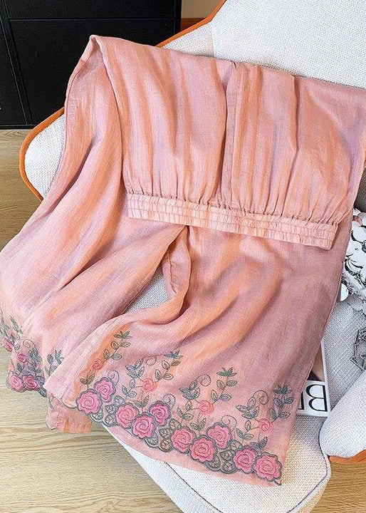 Dames Casual Broek Met Borduursel En Elastische Taille 1