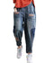 Dames Casual Denim Broek met Pockets en Patchwork 0