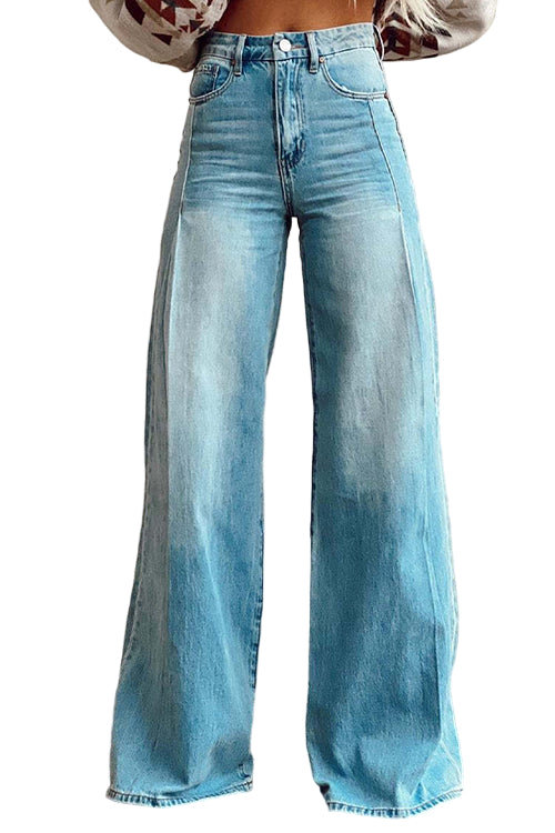 Dames Casual Denim Broek met Wijde Pijpen 0