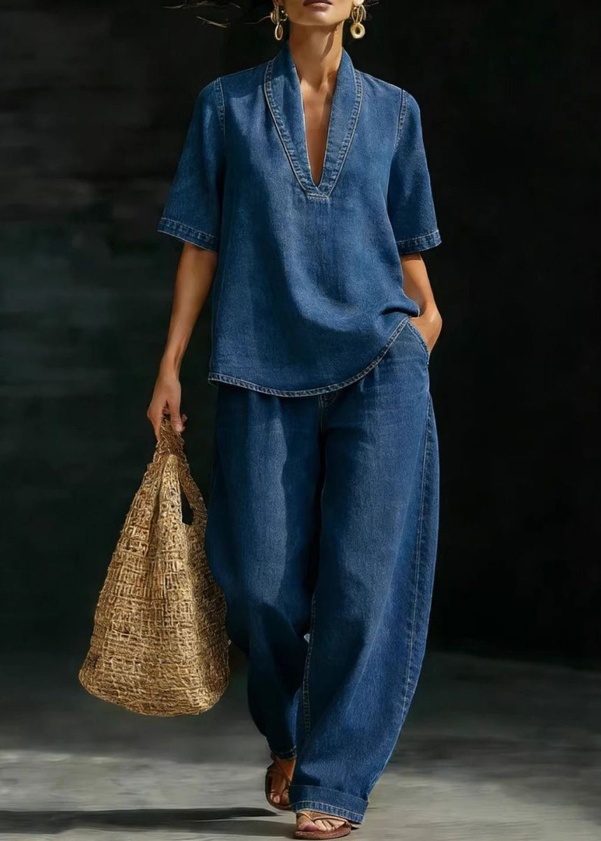 Dames Casual Denim T-shirt en Jeans Set 1