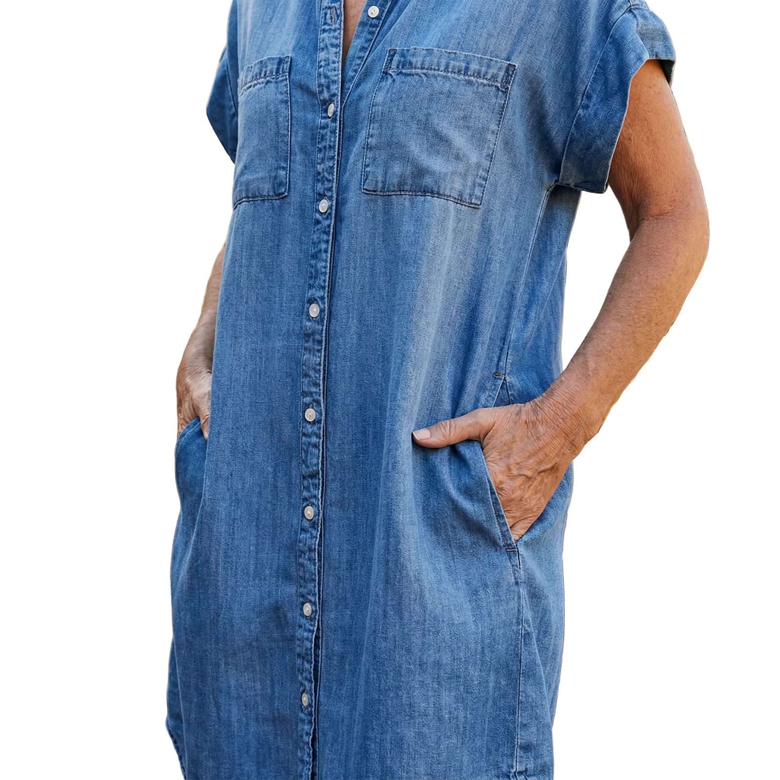 Dames Casual Jurk Denim Print 0