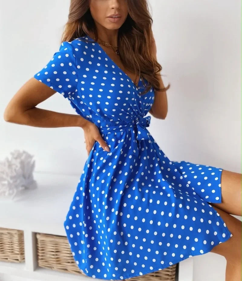 Dames Casual Jurk met Polka Dot en V-hals 4