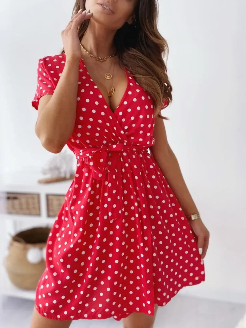 Dames Casual Jurk met Polka Dot en V-hals 7