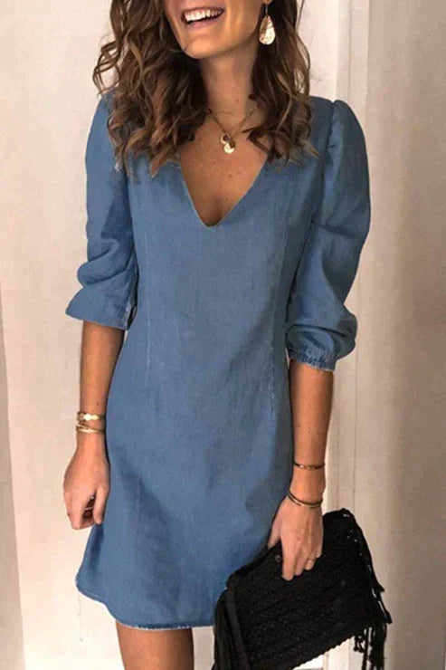 Dames Casual Jurk met V-hals Stijl 1