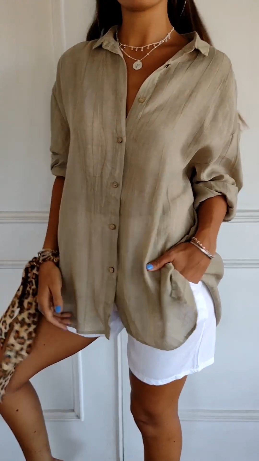 Dames Casual Overhemd Met Knoopsluiting en Losse Pasvorm 3