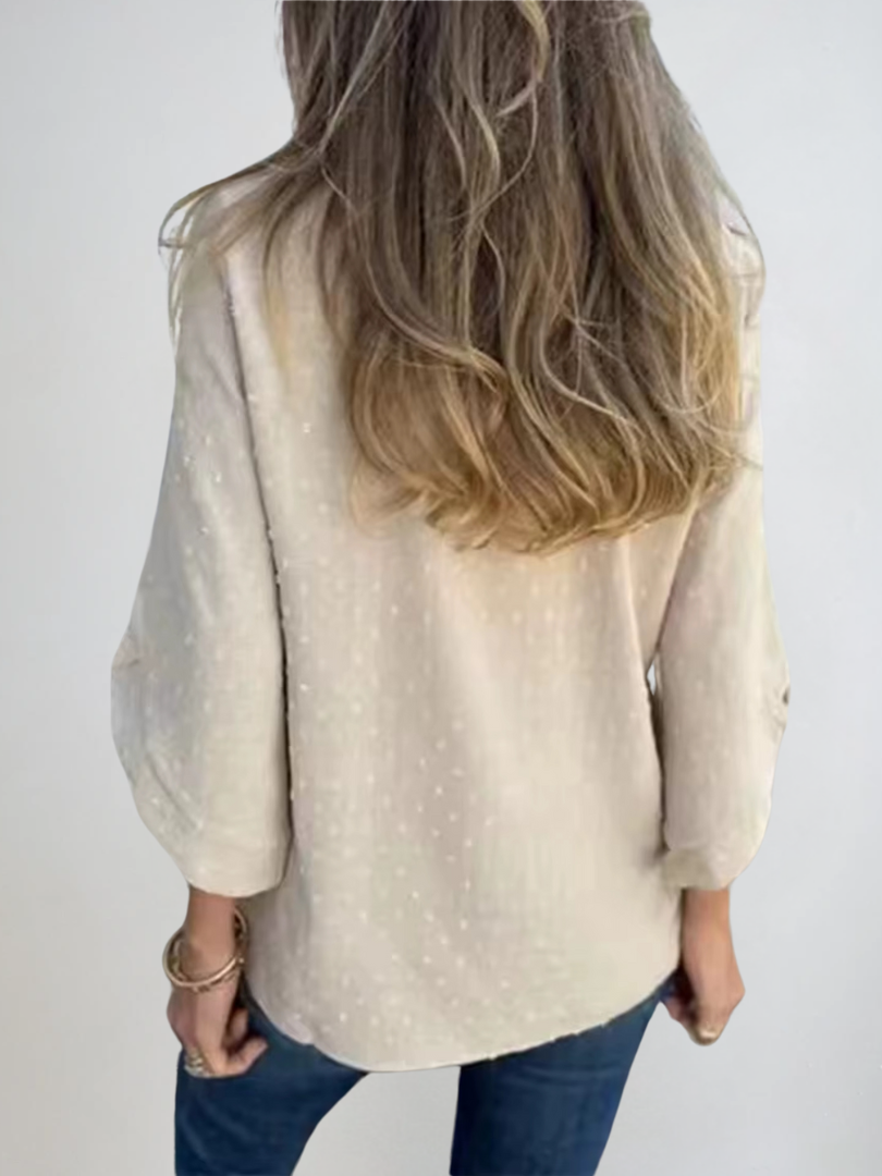 Dames Casual T-Shirt Met Knopjes en Textuur 5