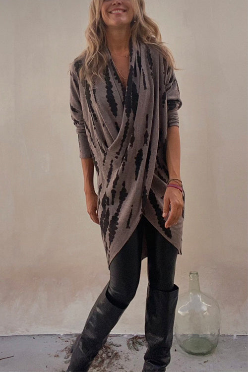 Dames Casual Tie-Dye Top met Gekruiste Voorkant en Lange Mouwen 1