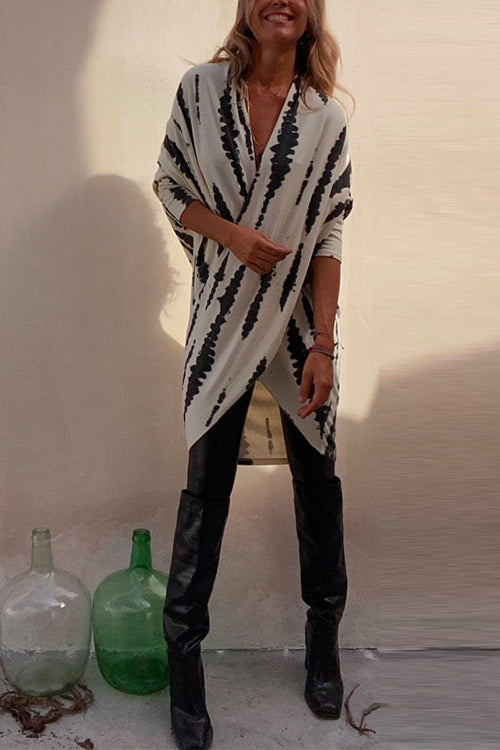 Dames Casual Tie-Dye Top met Gekruiste Voorkant en Lange Mouwen 3