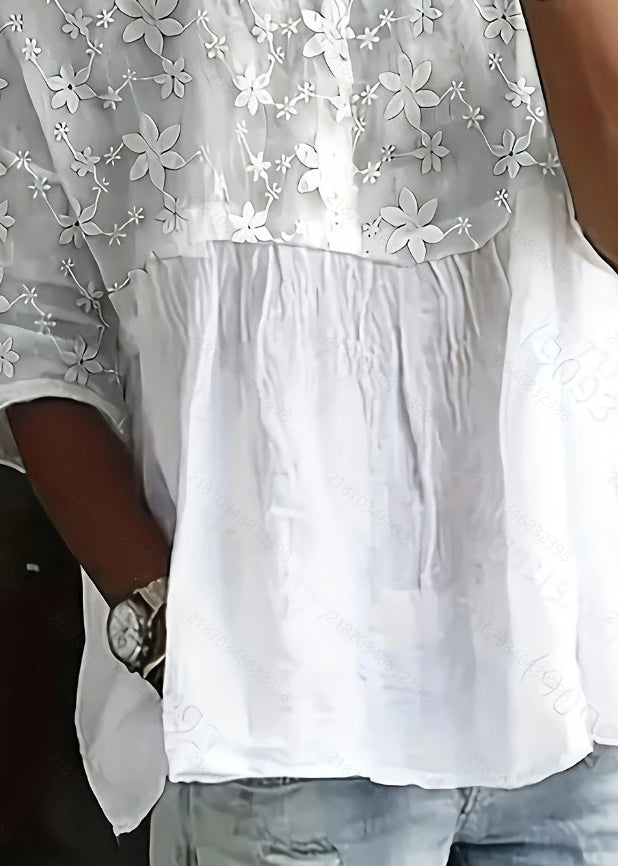 Dames Casual Top met O-hals en Bloemenprint 3