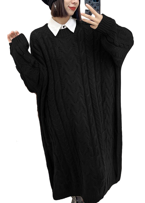 Dames Casual Trui Jurk met O-Hals en Jacquard Design 1