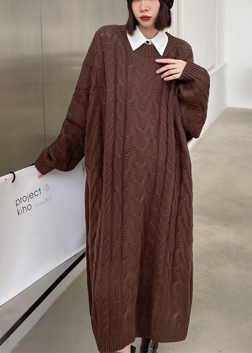 Dames Casual Trui Jurk met O-Hals en Jacquard Design 2