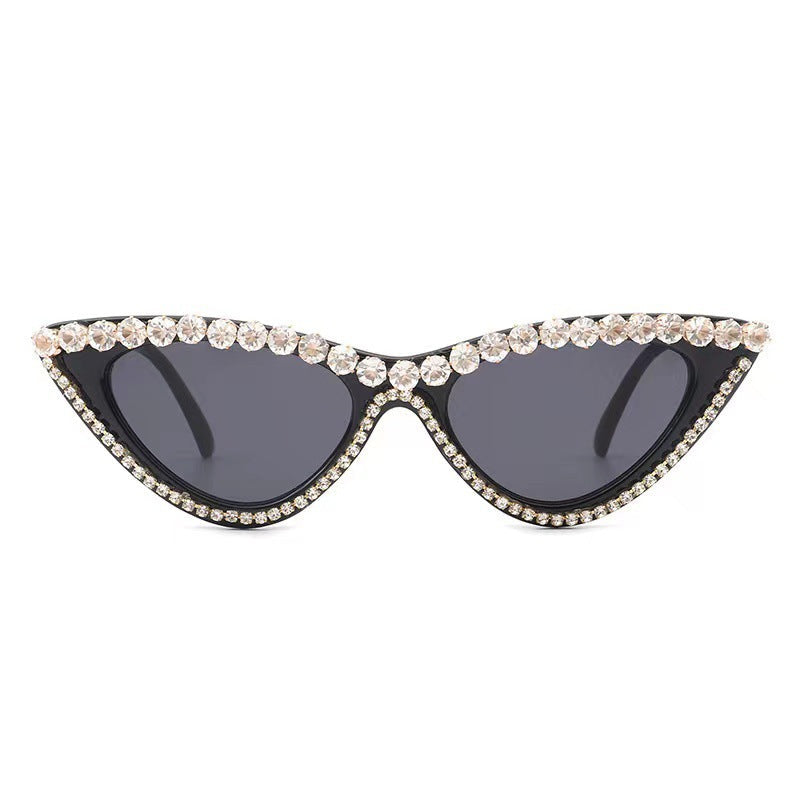 Dames Cat Eye Zonnebril met Strass Accenten 0