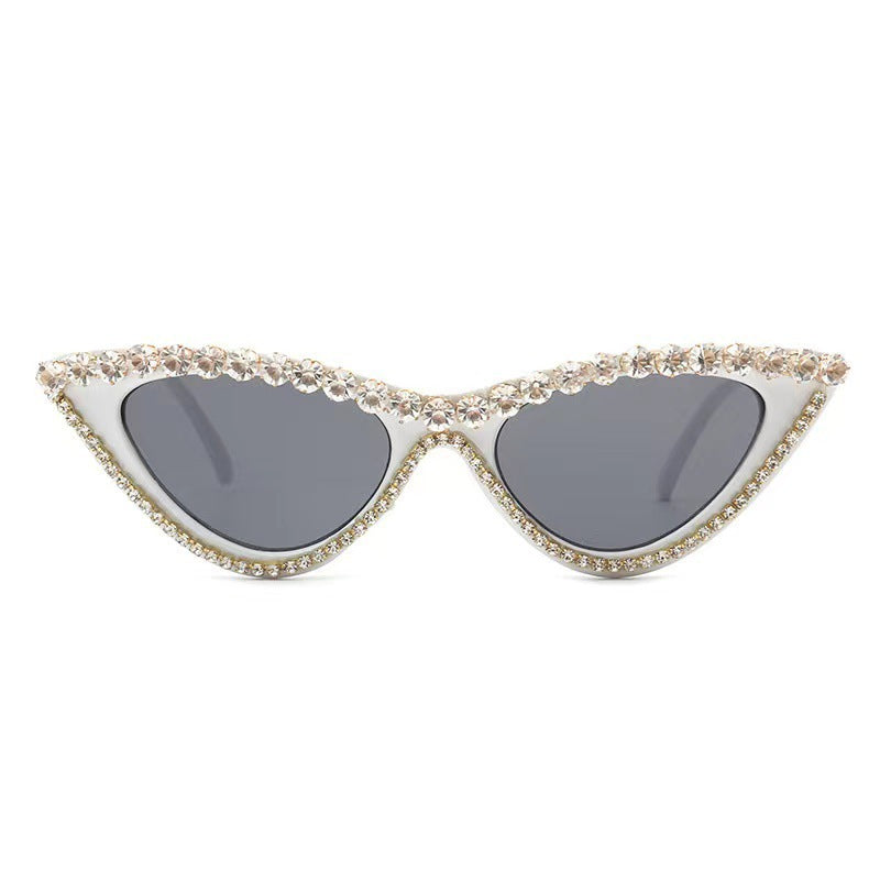 Dames Cat Eye Zonnebril met Strass Accenten 10