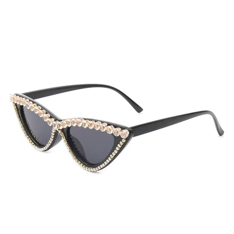 Dames Cat Eye Zonnebril met Strass Accenten 1