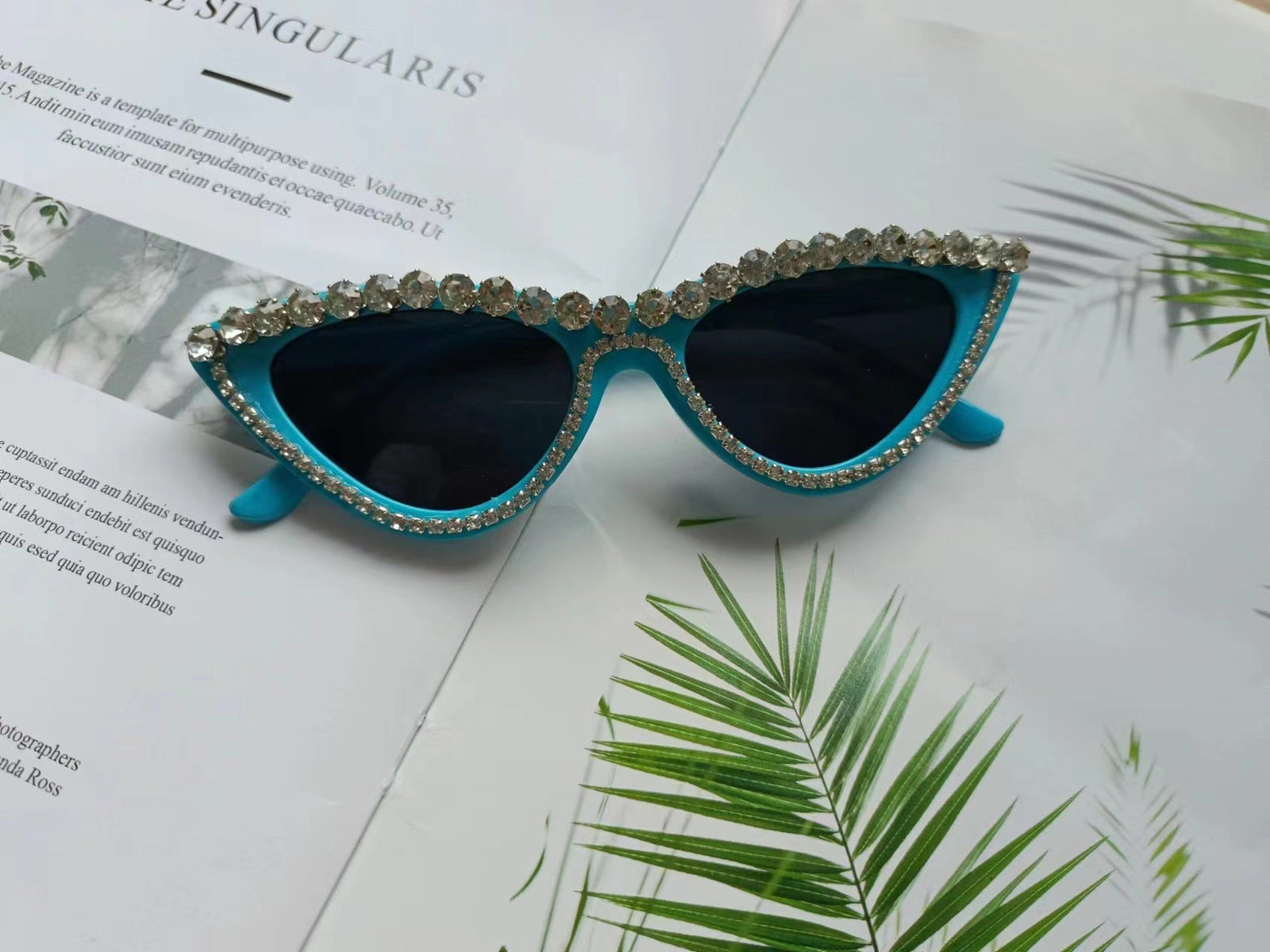 Dames Cat Eye Zonnebril met Strass Accenten 6