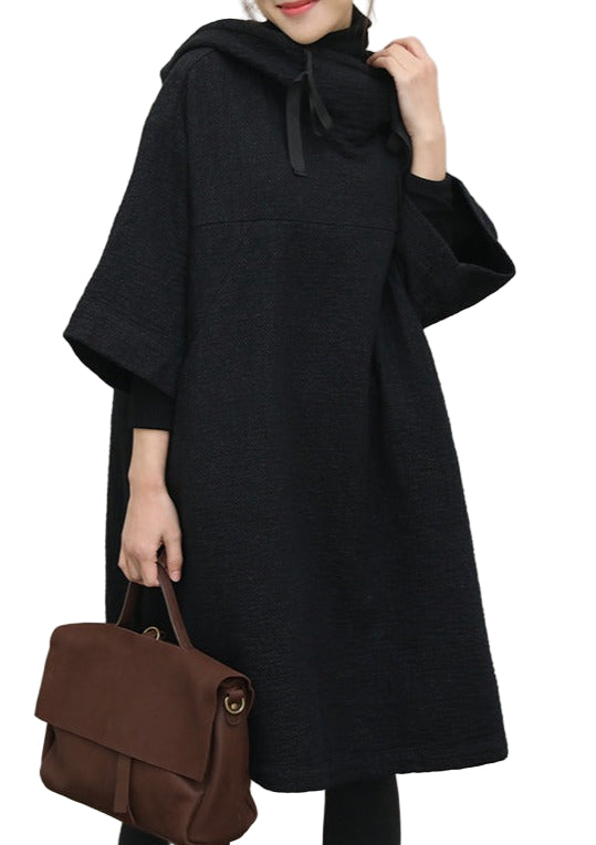 Dames Catwalk Jurk met Capuchon en Halve Mouwen 0