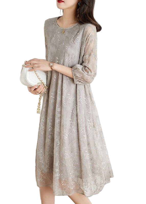 Dames Chiffon Lange Jurk Met Ceintuur Driekwart Mouwen Voor Feestelijke Kleding 0