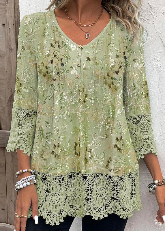 Dames Chiffon Shirt Top met V-hals en Print 2