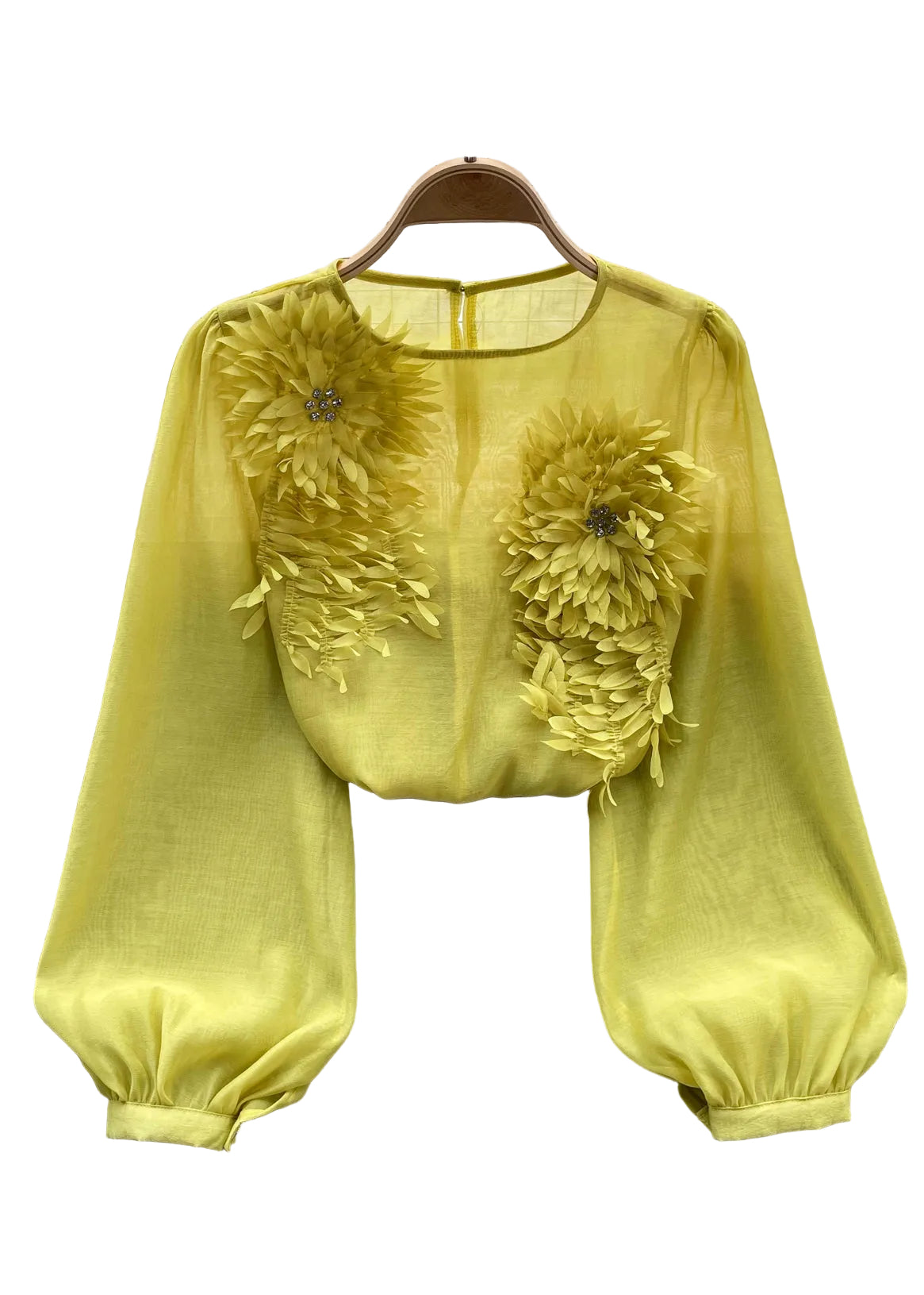 Dames Chiffon Shirt met O-hals en Lange Mouwen 0