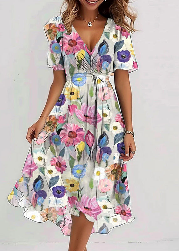 Dames Chiffon Vakantiejurk met V-hals 4