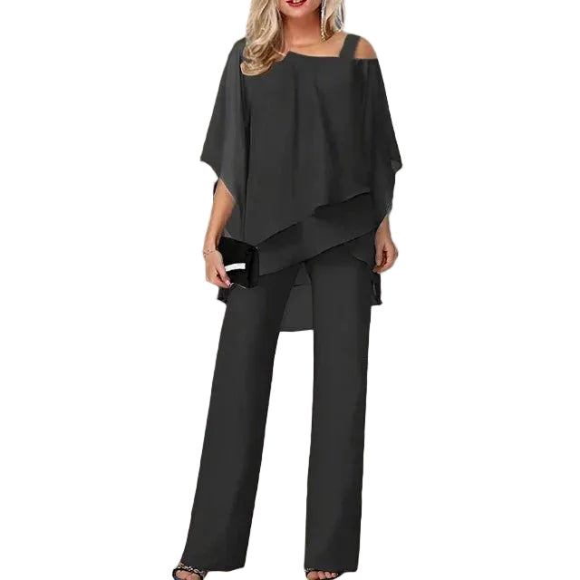 Dames Chiffonset Asymmetrisch voor Avondkleding 0