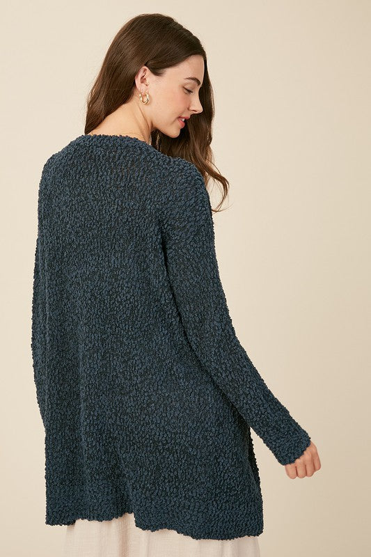 Dames Chunky Open Cardigan Popcorn Textuur Zachte Brei 2