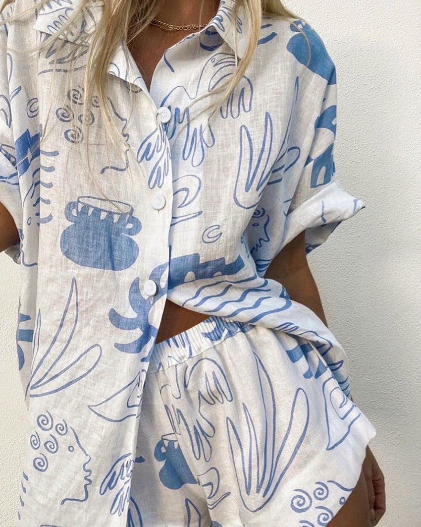 Dames Co Ord Set Oversized Hemd en Shorts Luchtige Stof 2