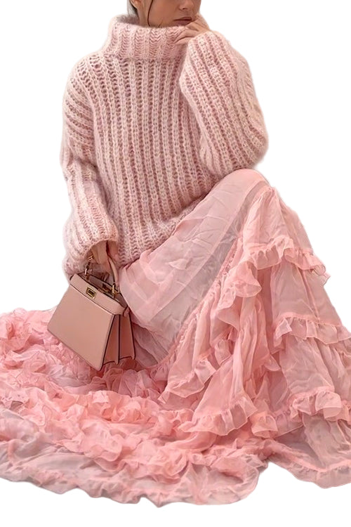 Dames Coltrui met Verlaagde Schouder en Pluizige Afwerking 0