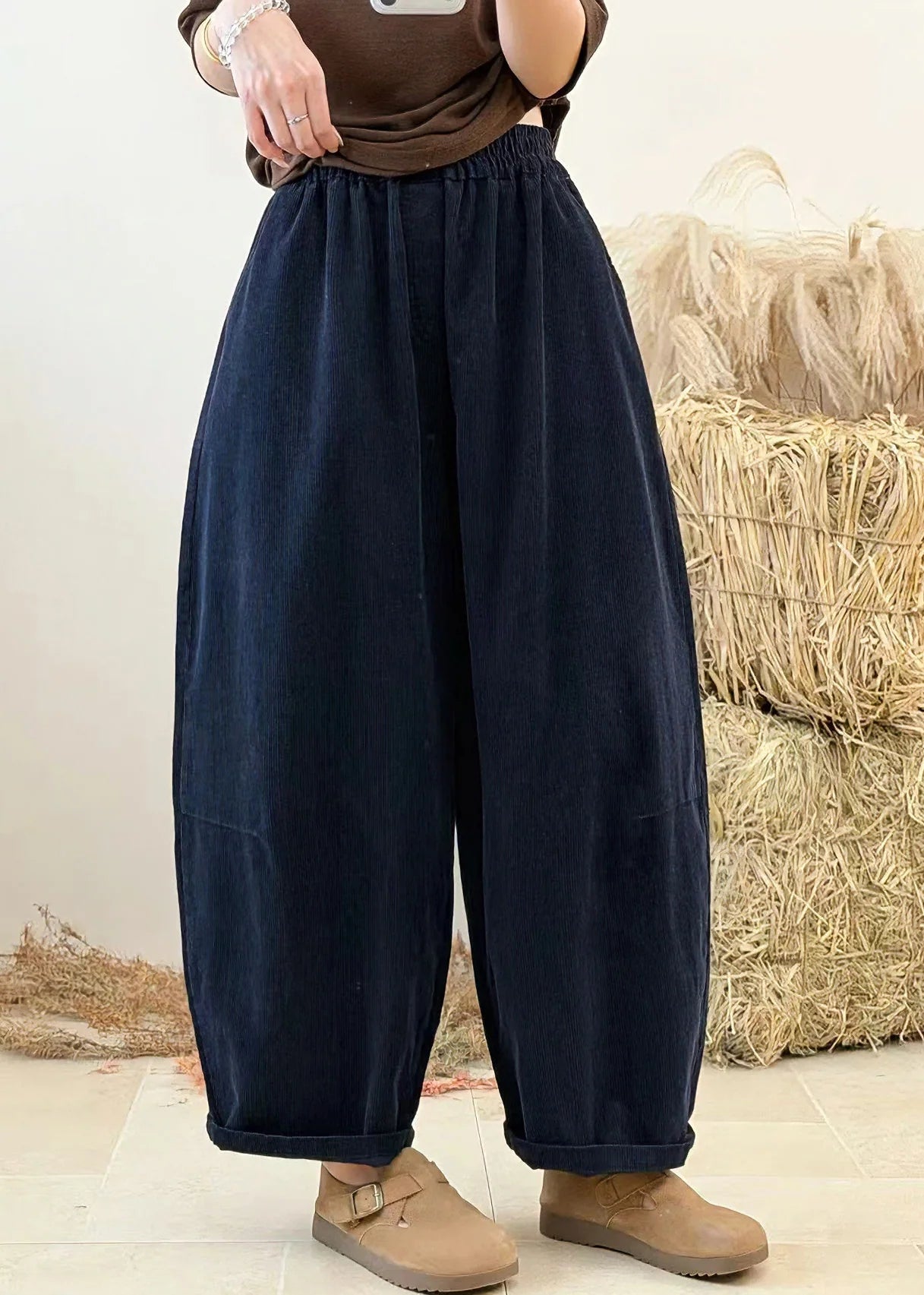 Dames Corduroy Broek Casual Patchwork Stijl 3