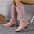 Dames Cowboy Enkellaarsjes Knielang Met Klassiek Design 0