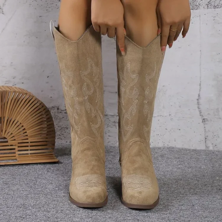 Dames Cowboy Enkellaarsjes Knielang Met Klassiek Design 5