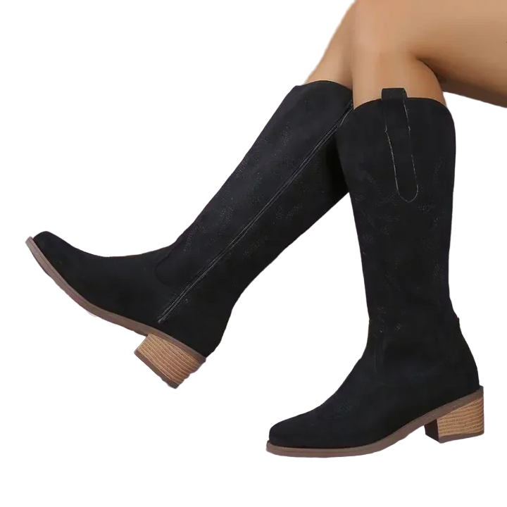 Dames Cowboy Enkellaarsjes Knielang Met Klassiek Design 6