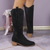 Dames Cowboy Enkellaarsjes Knielang Met Klassiek Design 7