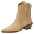 Dames Cowboylaarzen Beige Suède Traditionele Westernstijl met Rubberen Zool 0