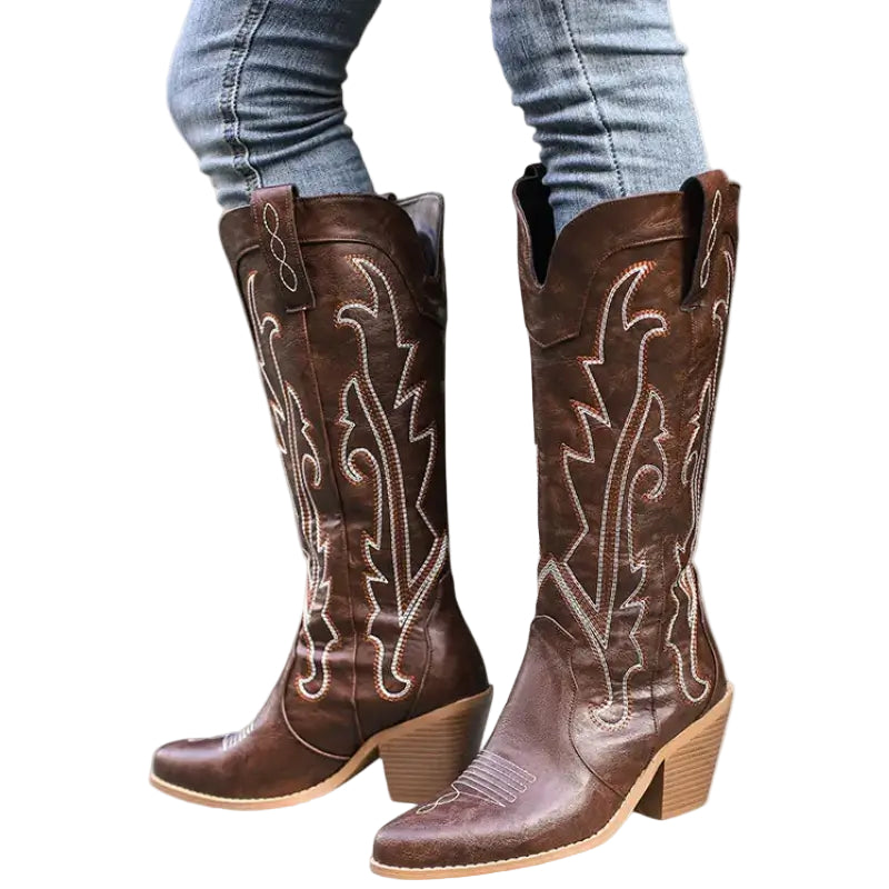 Dames Cowboylaarzen Imitatieleer Moderne Westernstijl met Rubber Zool 1