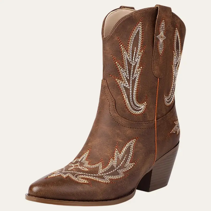 Dames Cowboylaarzen Korte Westernstijl Imitatieleer met Pluchen Voering 0
